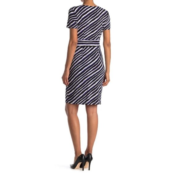 London Times Techno Stripe Jersey Sheath Dress - Picture 3 of 15
